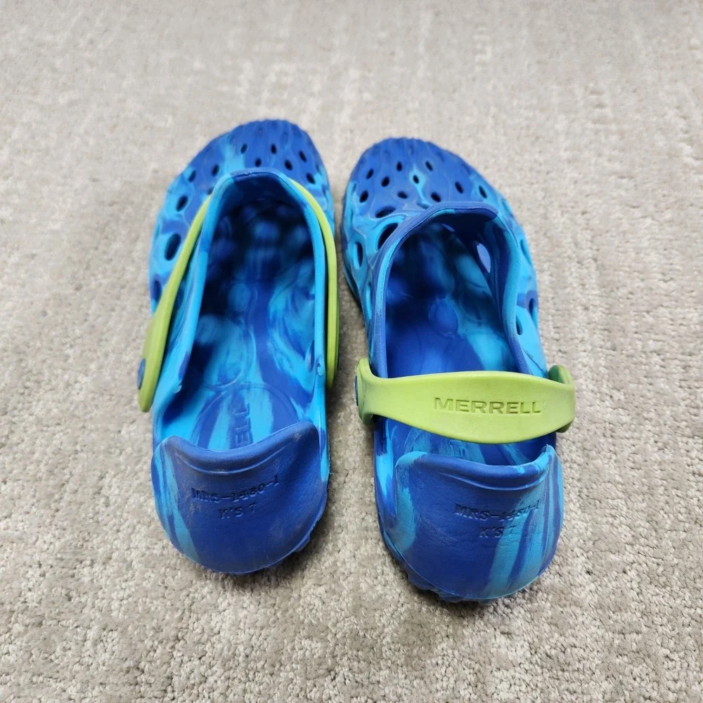 Merrell Kids Hydro Moc Blue Lime Green Water Shoes Clogs MRS-1480-1 Size 7